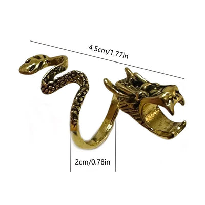 Ethnic Style Men's Retro Dragon Cig@rtte Holder Ring  – Adjustable Size, Unique & Stylish Jewelry for Trendsetters