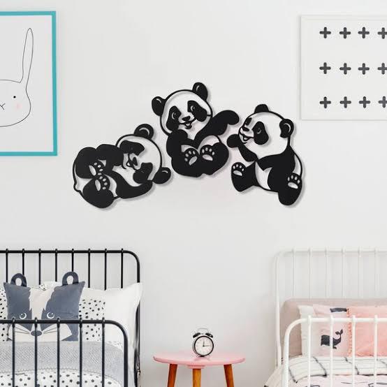 Panda Wall Art Pack Of Three Panda Art Home Decorations