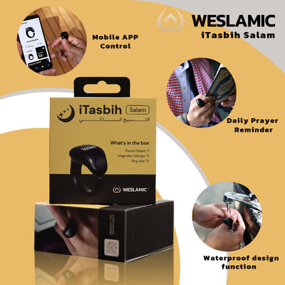 Premium quality adjustable smart islamic ring with multiple functions for both male and female