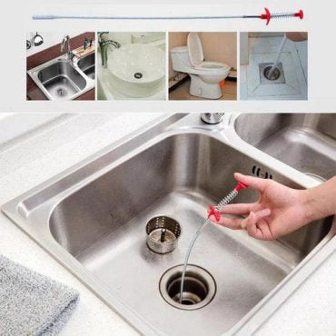 Stainless Steel Hair Catching Drain Cleaner Wire Spring Sink Cleaning Stick